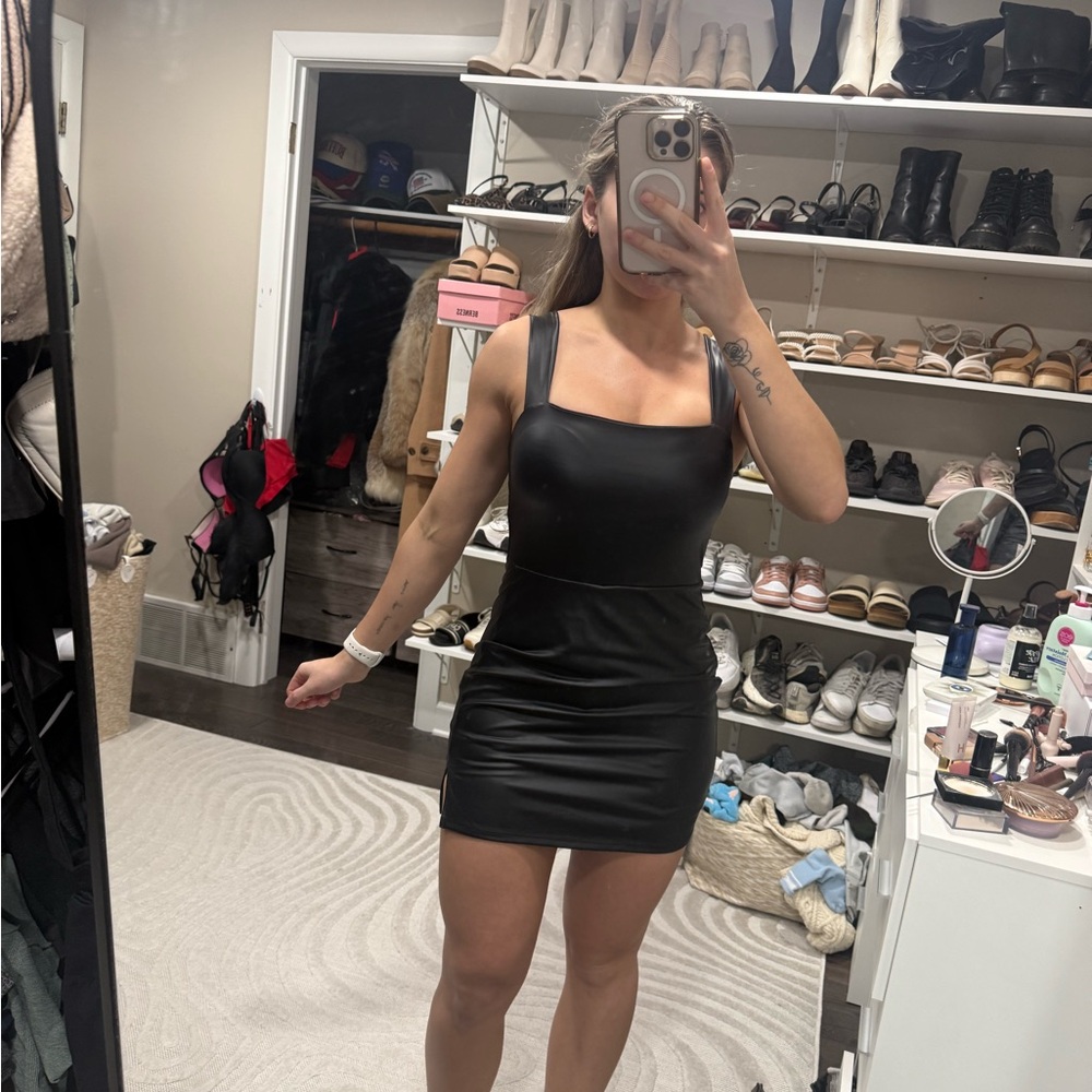 Black leather Mini Dress